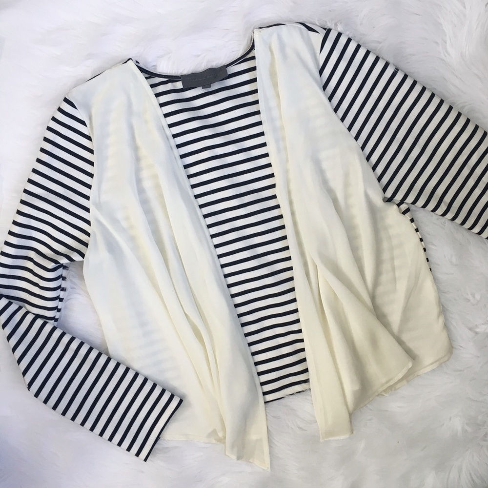 Anthropologie Black and White Stripe Cardigan - Picture 2 of 8